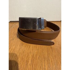 Mission Belt Ratchet Leather Belt 1.5" Brown Strap Silver Buckle Trimmed